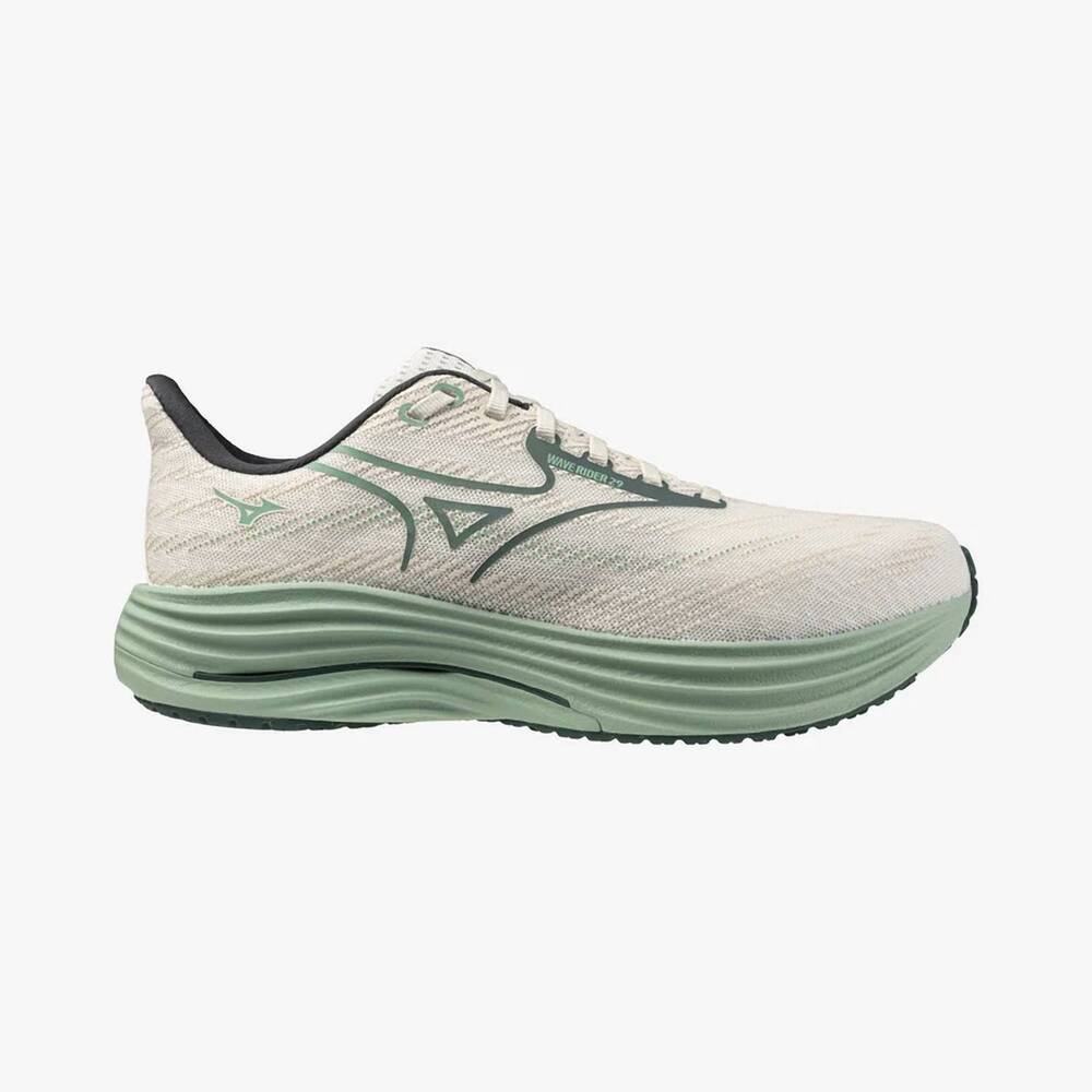 NEW MIZUNO men's wave rider 29 running shoes in white bistro green